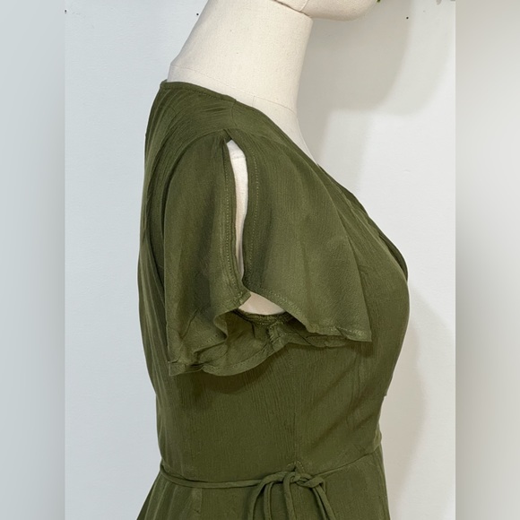 Lulus Harbor Point Olive Green Wrap Dress Women's Size XS - Picture 4 of 11
